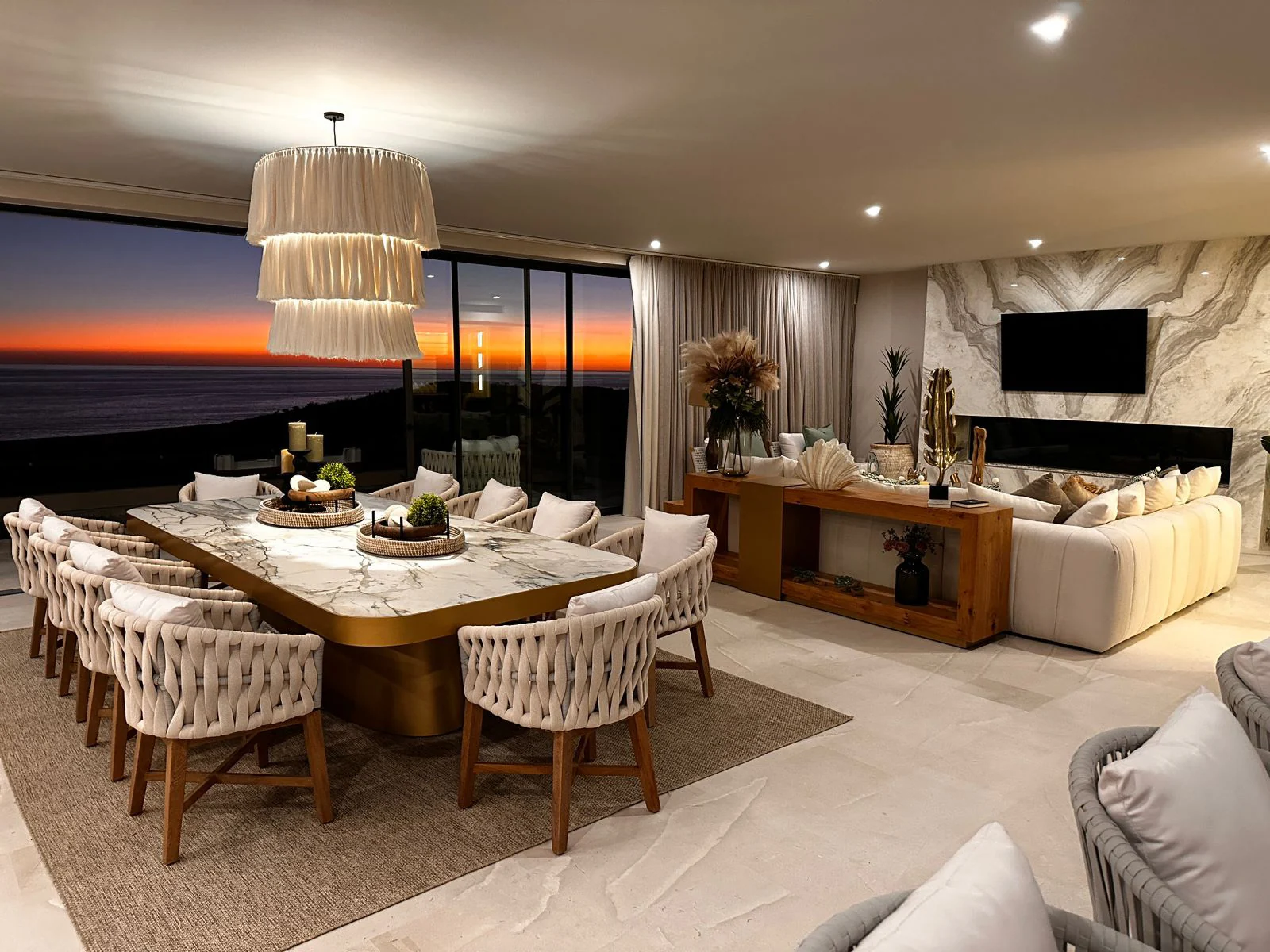Ocean-view dining and living room designed by WeDesign